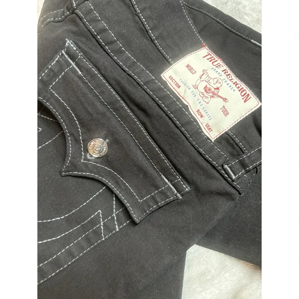 True Religion Jeans Ricky Relaxed NWT‎ Straight Black Button Flap Pocket 36x30